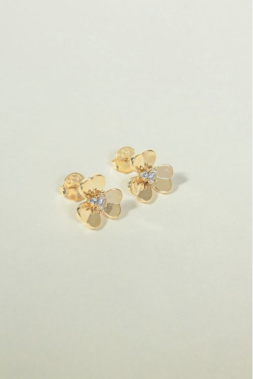 Brinco Flor Lisa E Ponto De Luz