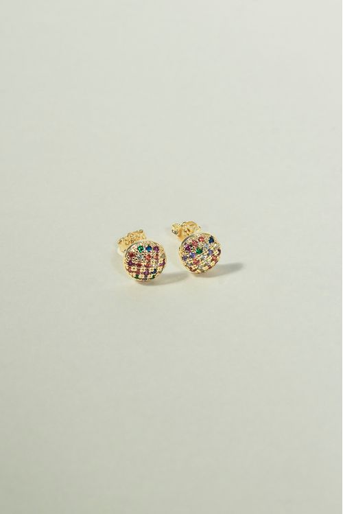 Brinco Esfera Cravejada Colorida Médio