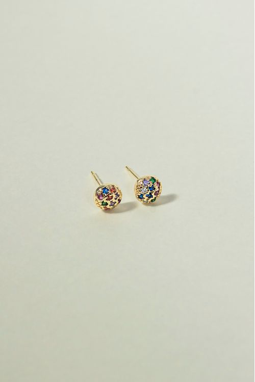 Brinco Esfera Cravejada Colorida Pequeno