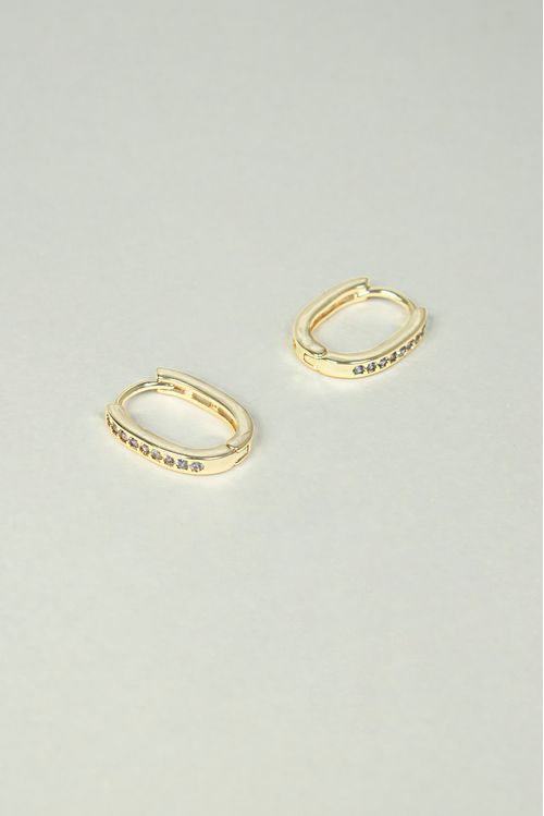 Brinco Argola Click Oval Cravejada