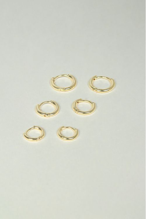 Trio De Brincos Argolas Click Lisas