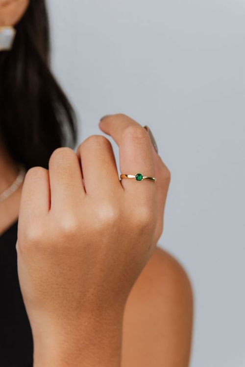 Anel Solitário Verde