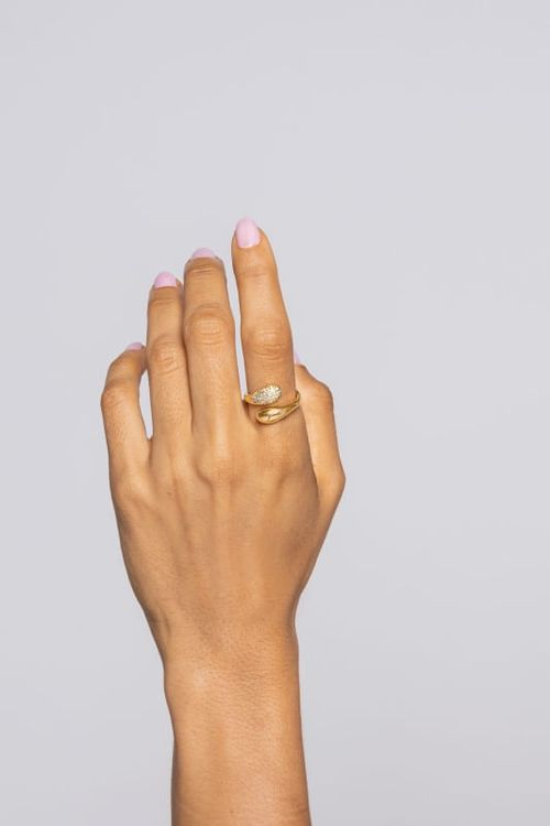 Anel Ajustável Cravejado e Liso