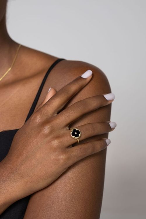 Anel Ajustavel Trevo Preto