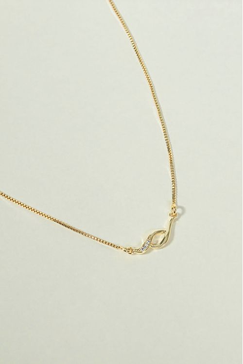 Colar Pingente Duplo Cravejado e Liso