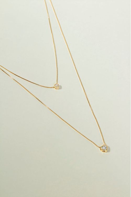 Colar Duplo Ponto de Luz Coração