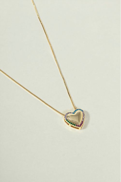 Colar Coração Cravejado Colorido