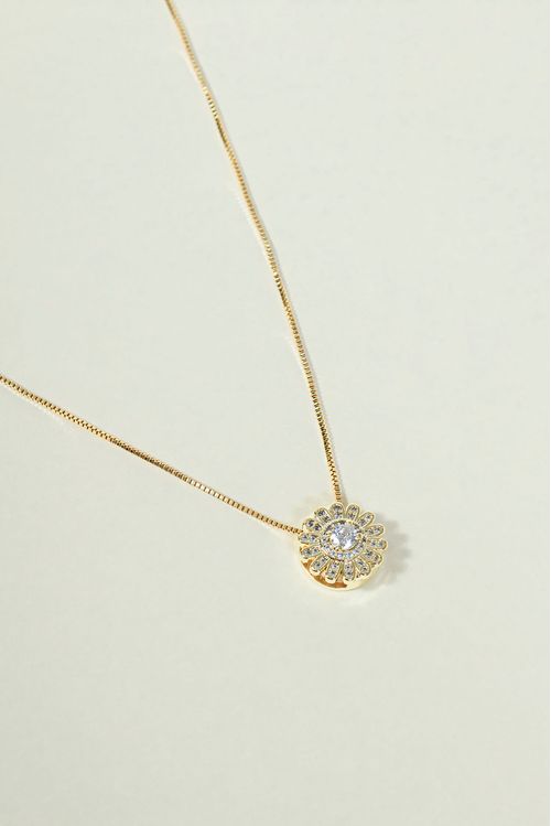 Colar Flor Cravejada com Zircônias