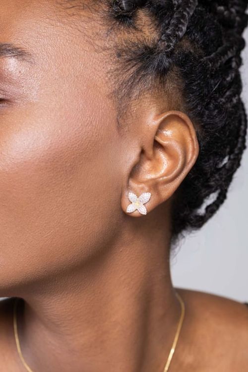 Conjunto Colar e Brinco Flor em Micro Zircônias