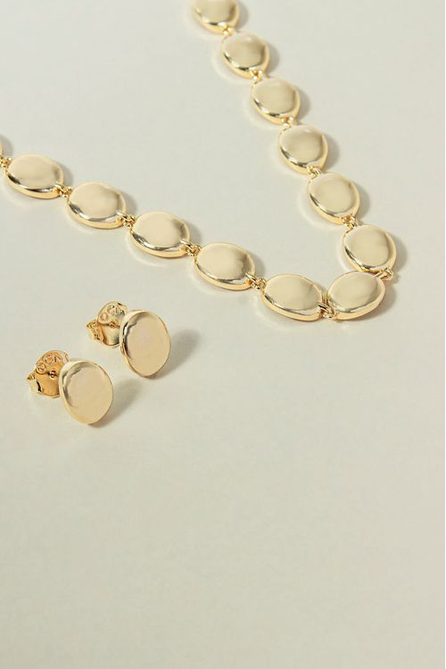 Conjunto Colar e Brinco Esferas Lisas