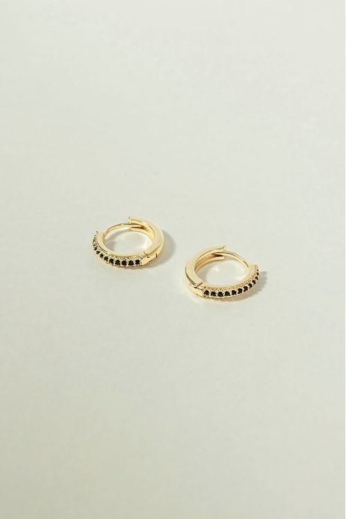 Brinco Argola Click Cravejada Ônix Grande