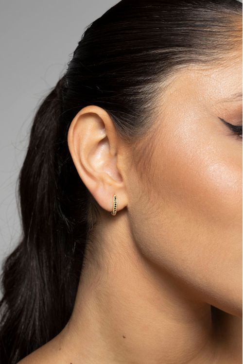 Brinco Argola Click Cravejada Ônix Grande