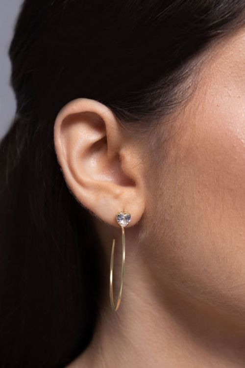 Brinco Argola com Zircônia Coração