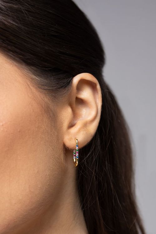 Brinco Argola com Zircônias Coloridas