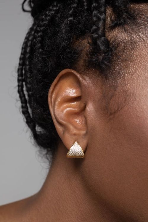 Brinco Argola Click Achatada Cravejada