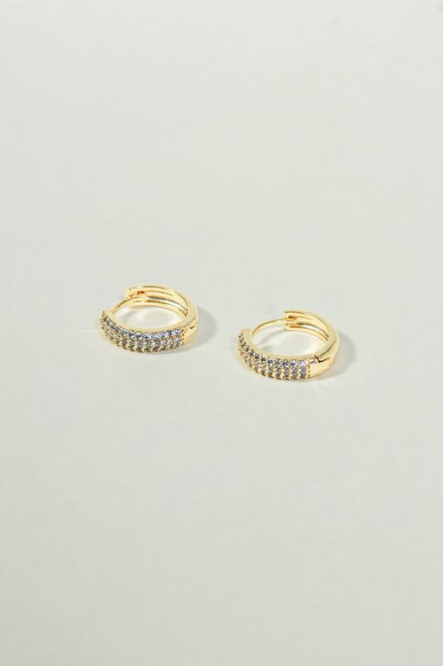 Brinco Argola Click Média Cravejada