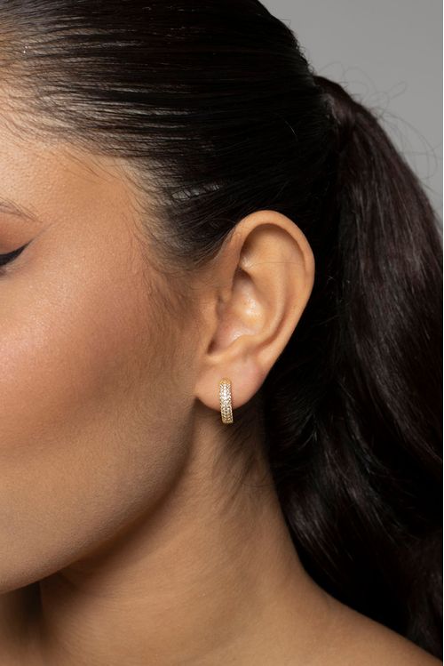 Brinco Argola Click Média Cravejada