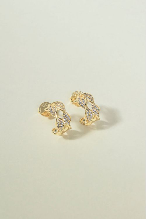 Brinco Argola Trançada Cravejada