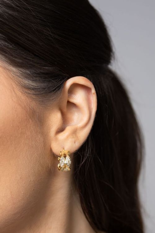 Brinco Argola Trançada Cravejada