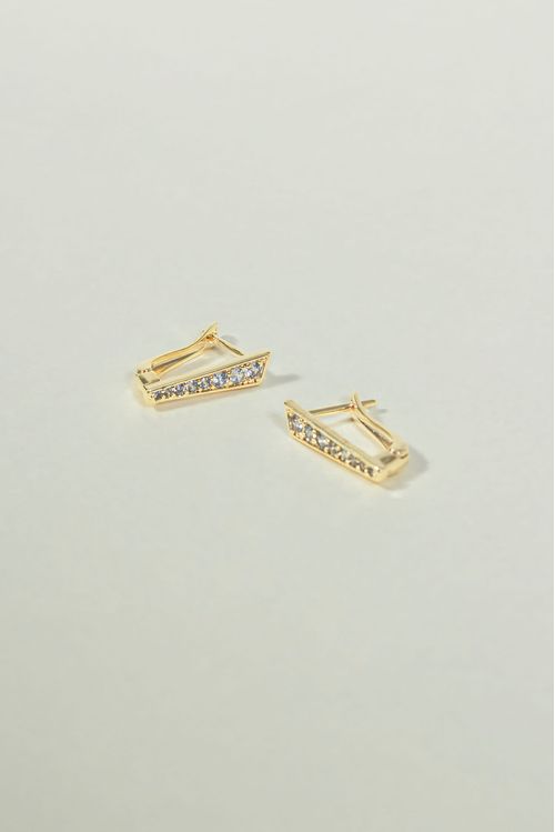 Brinco Argola Click Reto Cravejado