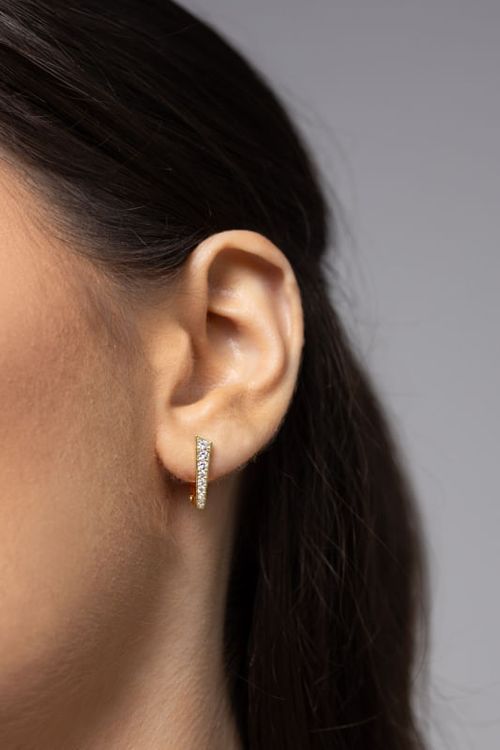 Brinco Argola Click Reto Cravejado