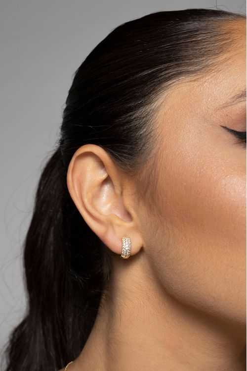 Brinco Argola Click Cravejada Média