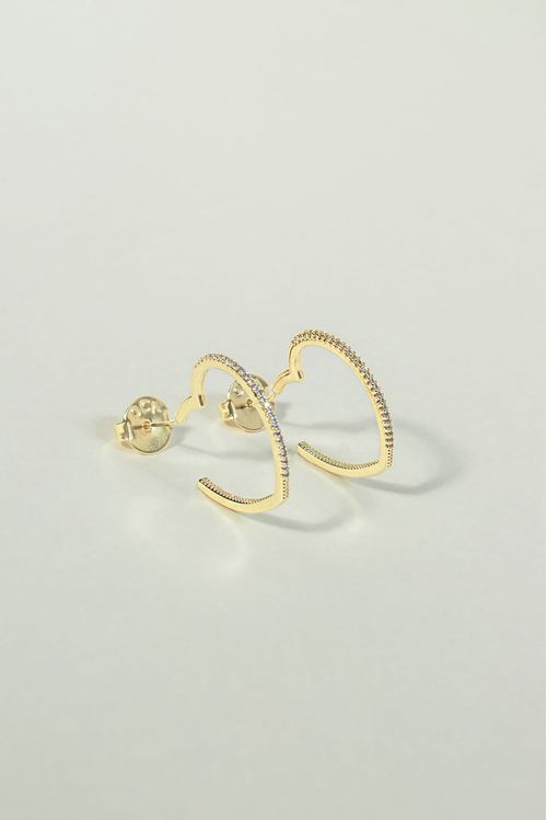 Brinco Argola Coração Cravejado