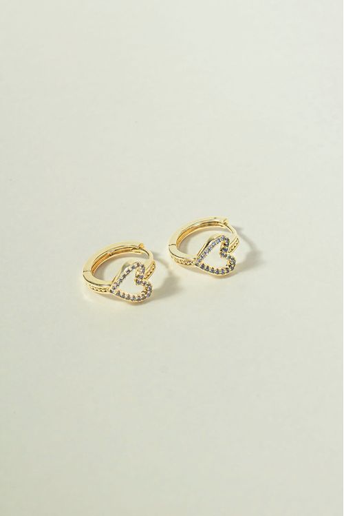 Brinco Argola Click Coração Cravejado