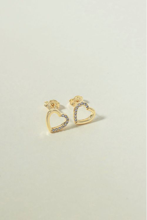 Brinco Coração Com Micro Zircônias