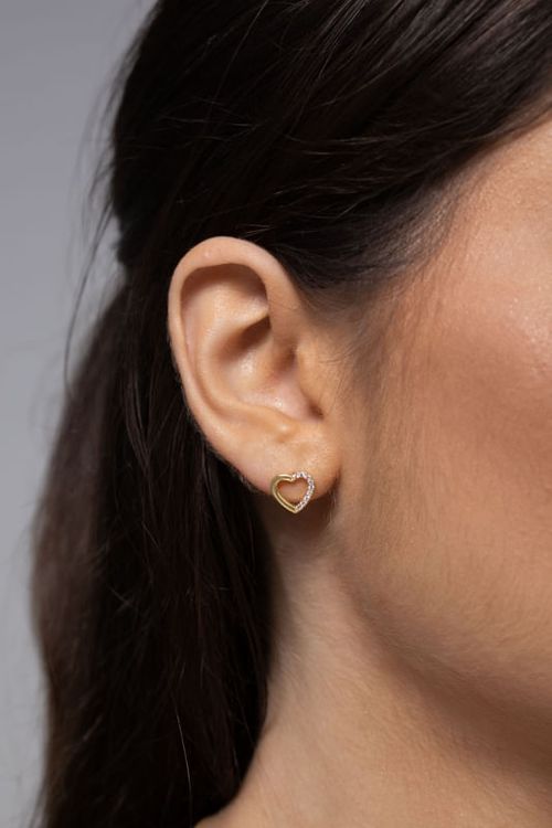 Brinco Coração Com Micro Zircônias