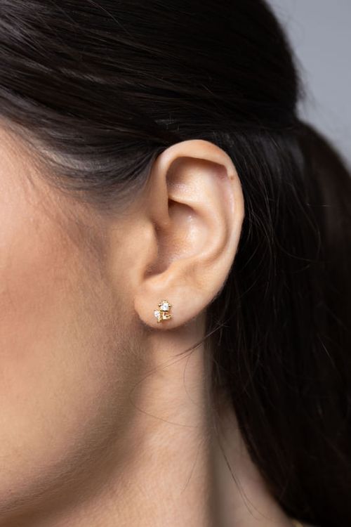 Brinco Florzinha Em Zircônia