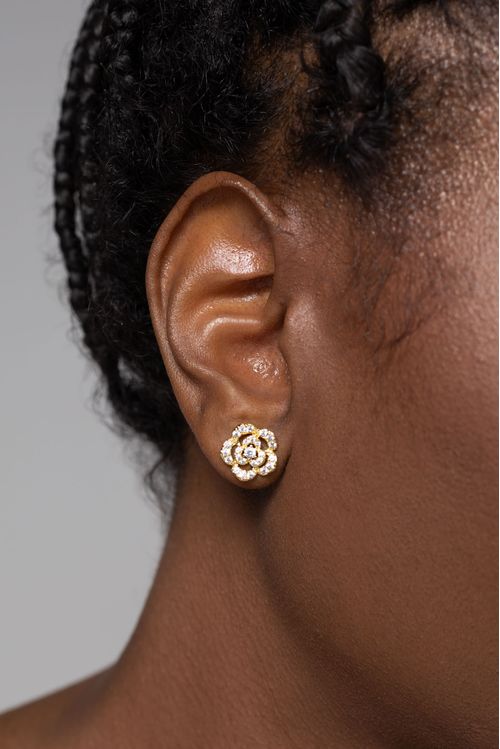 Brinco Flor Cravejada Vazada