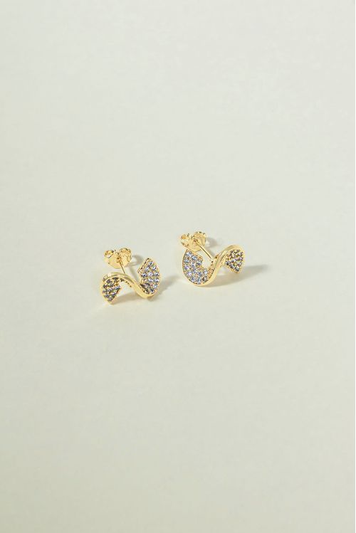 Brinco Ondulado Cravejado Cristal