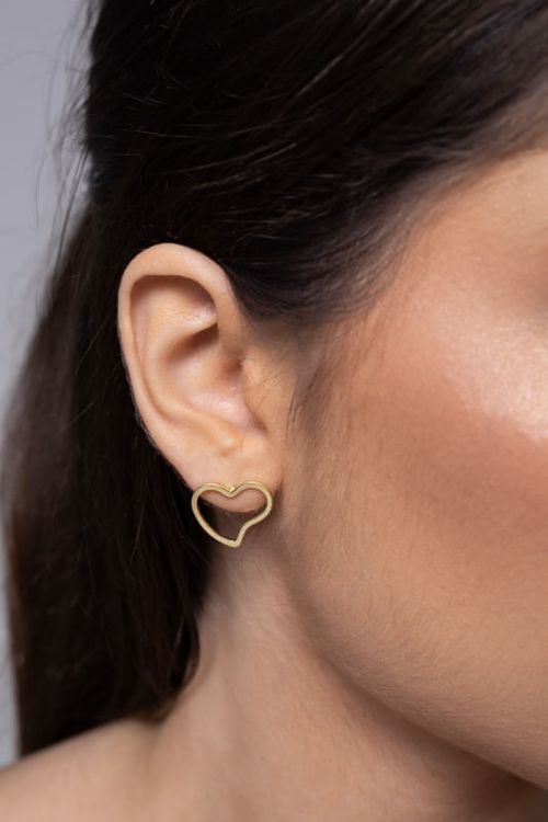 Brinco Coração Vazado Assimétrico