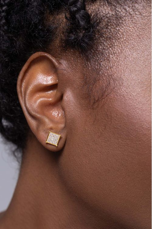 Brinco Quadrado Cravejado