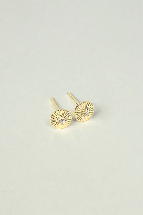 Brinco Pequeno Texturizado Com Zircônia