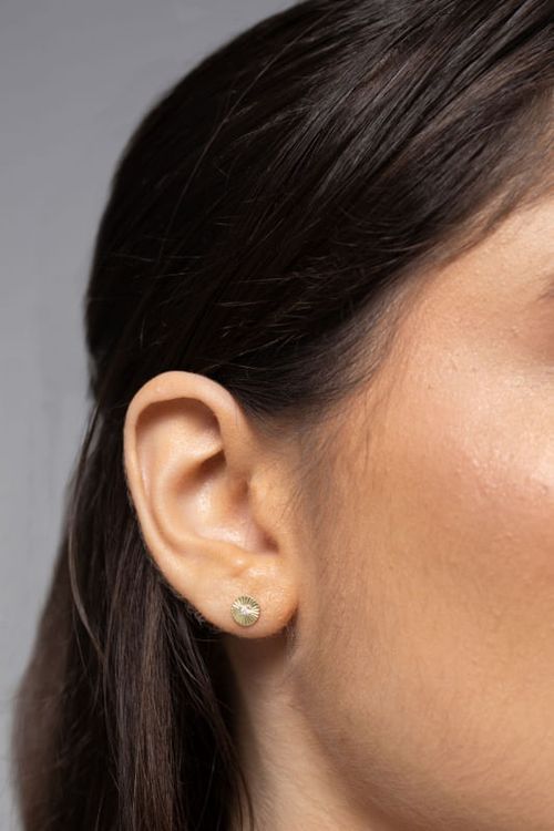 Brinco Pequeno Texturizado Com Zircônia