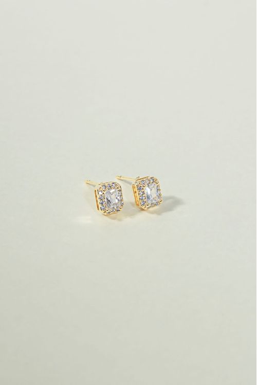 Brinco Quadrado Pequeno com Zircônia