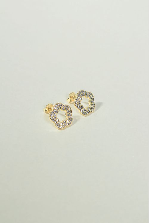 Brinco Flor Vazada Cravejada