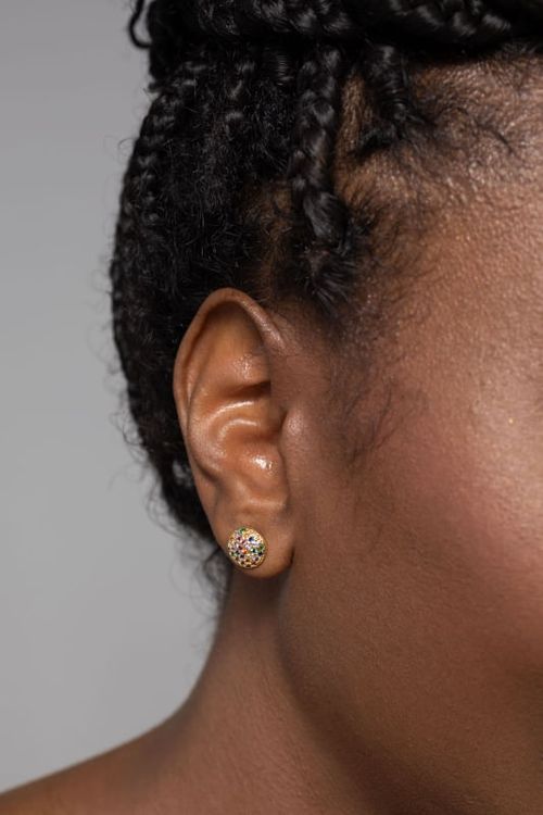 Brinco Esfera Cravejada Colorida Grande