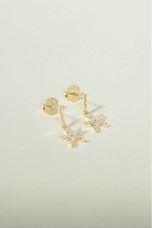 Brinco Pingente Flor Em Navetes