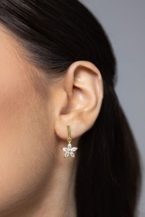 Brinco Pingente Flor Em Navetes