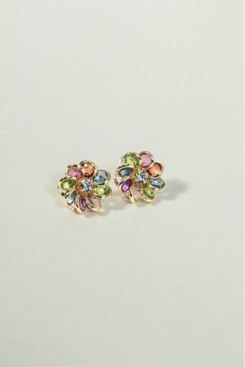 Brinco Flor Com Zircônias Coloridas