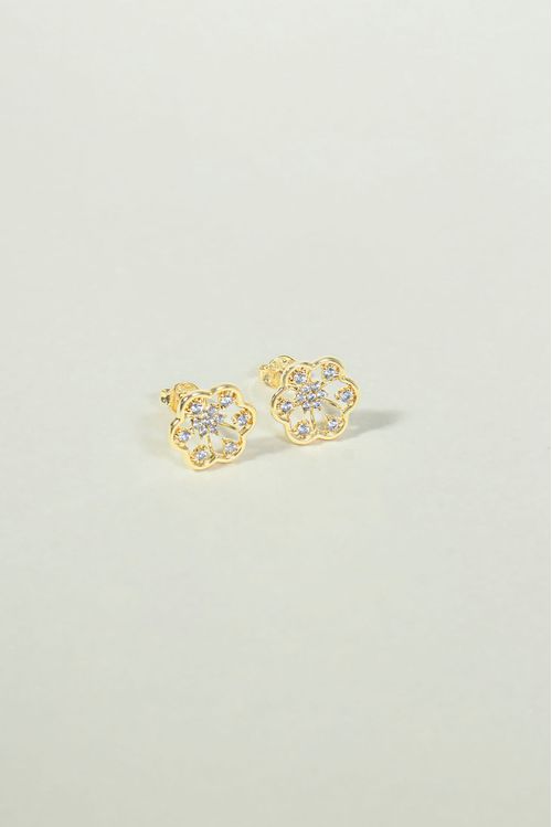 Brinco Flor Vazada Com Zircônias