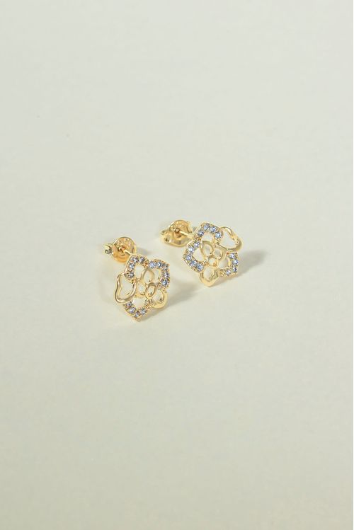 Brinco Flor Lisa e Zircônias