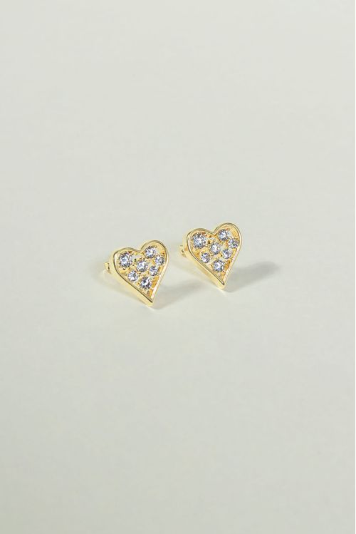 Brinco Coração Com Pontos De Luz