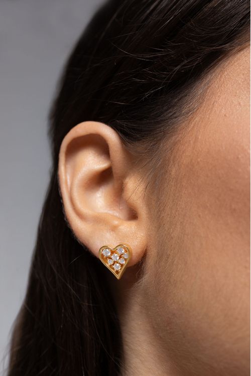 Brinco Coração Com Pontos De Luz