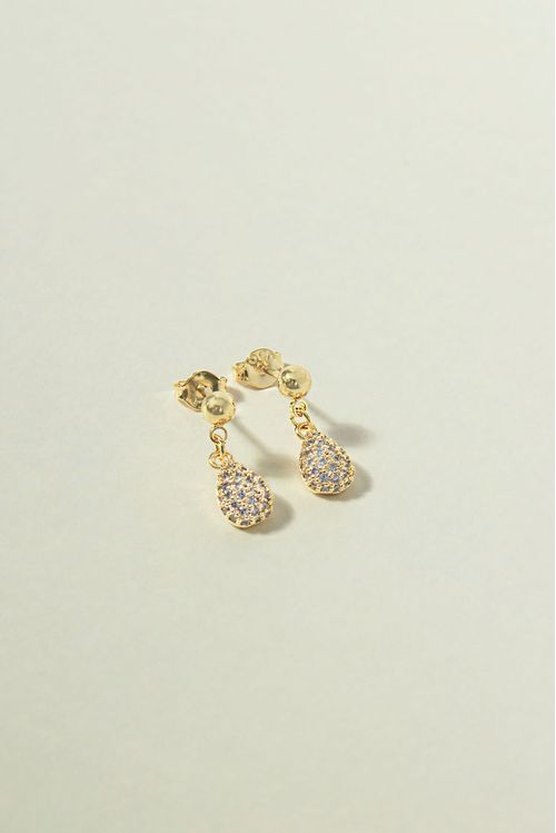 Brinco Pingente Gota Cravejada