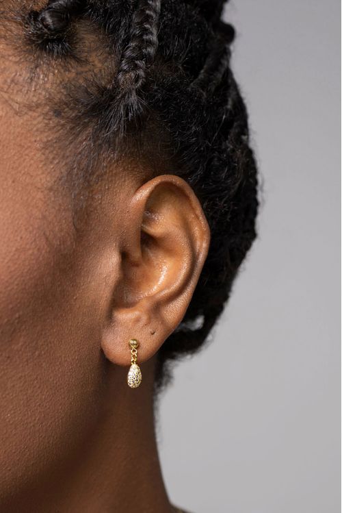 Brinco Pingente Gota Cravejada