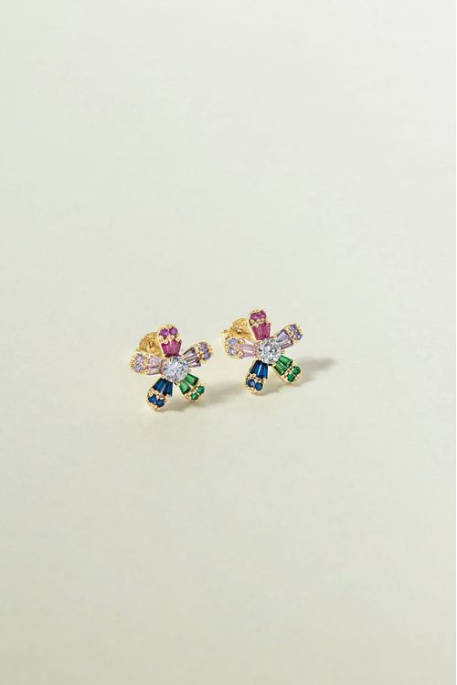 Brinco Flor Navetes Coloridas